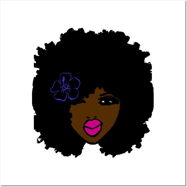 BrownSkin Curly Afro Natural Hair💋💋 PinkLips TShirt Wall Art by EllenDaisyShop